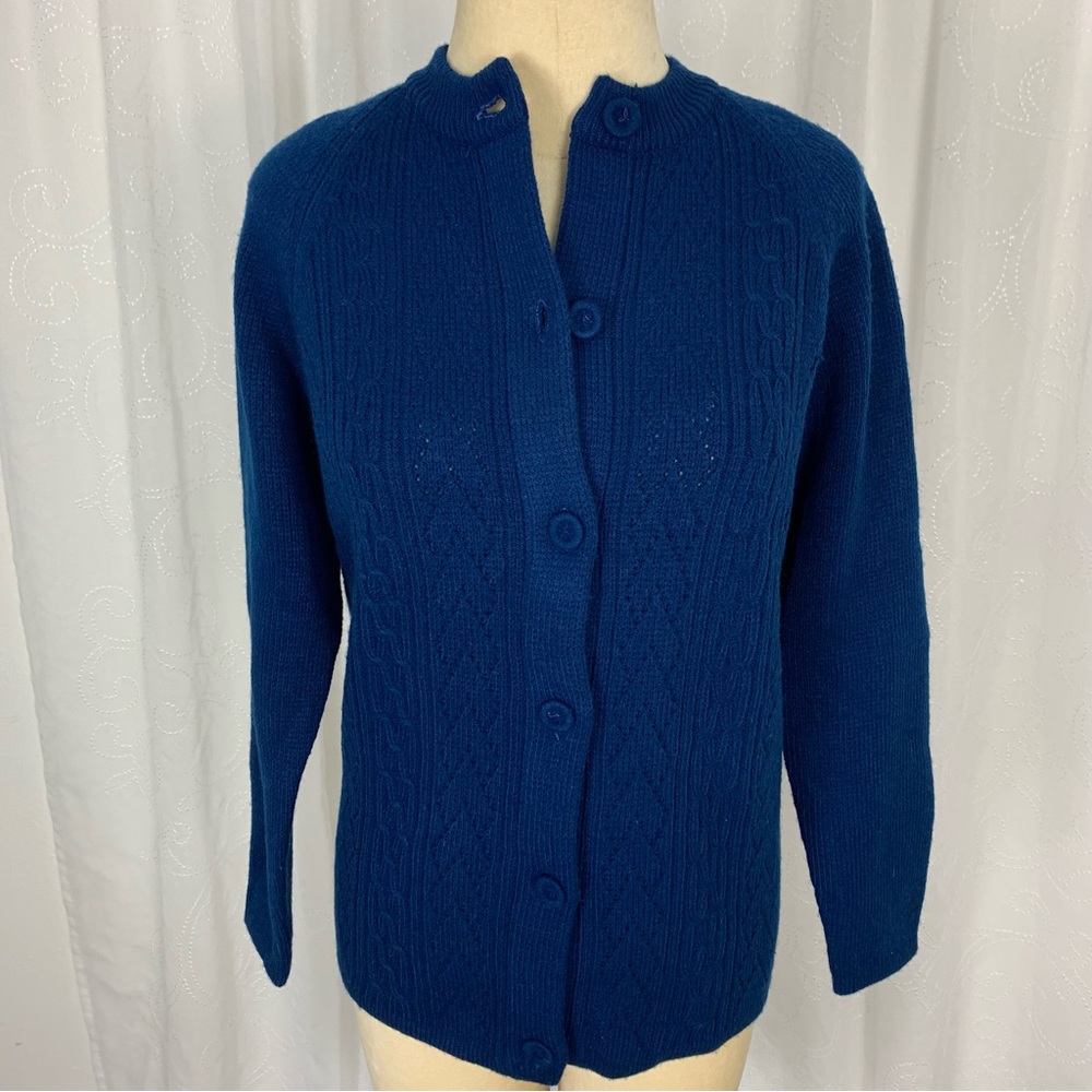Vintage blue button up cardigan sweater